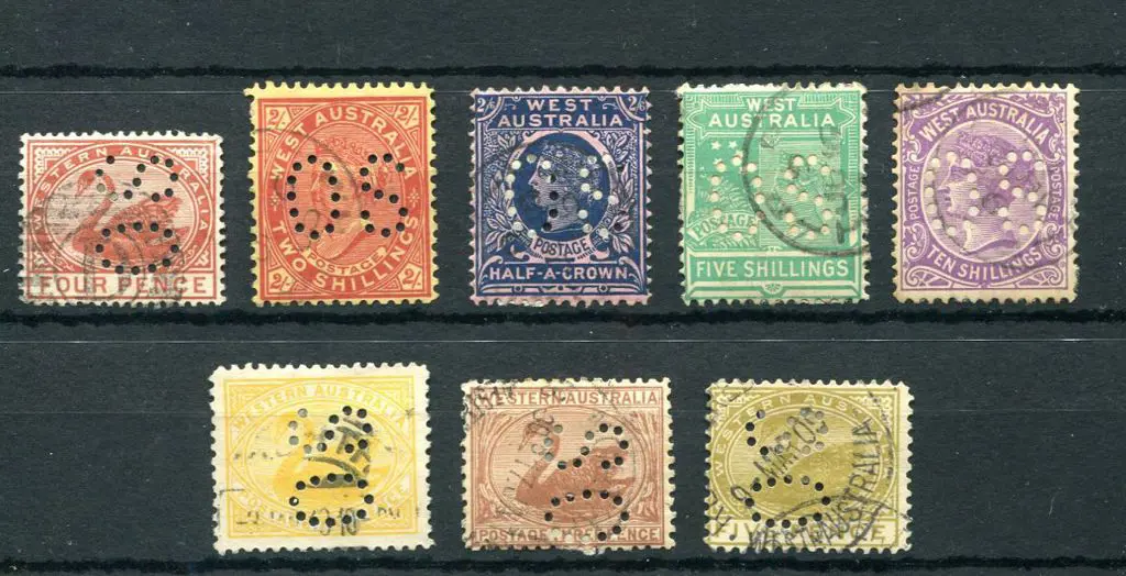 Perfins "OS" 1890-1912 fine used selection incl ... Image 1++