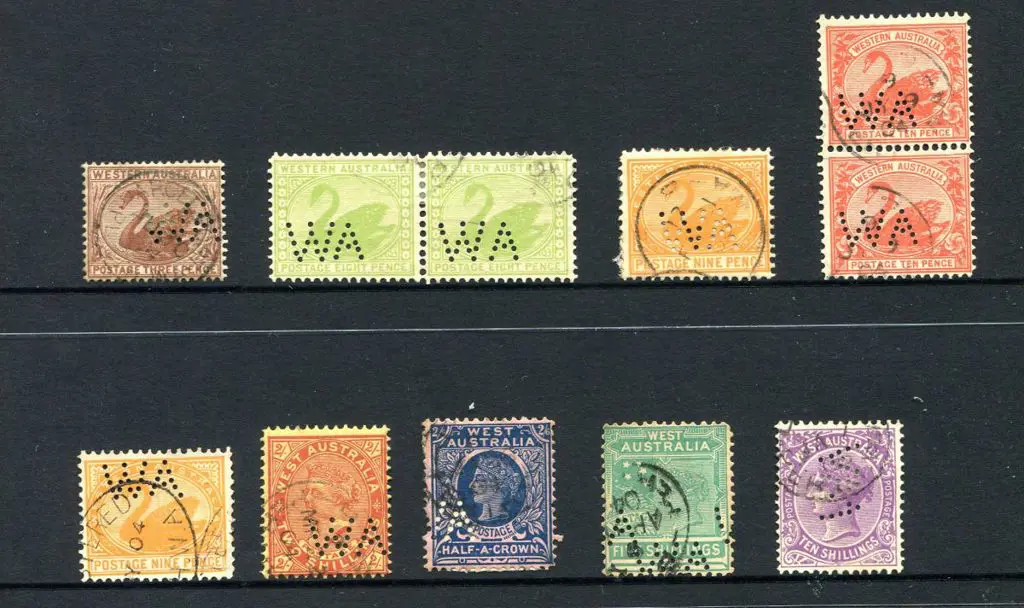 Perfins "WA" range on Hagner with 11 fine used ... Image 1++