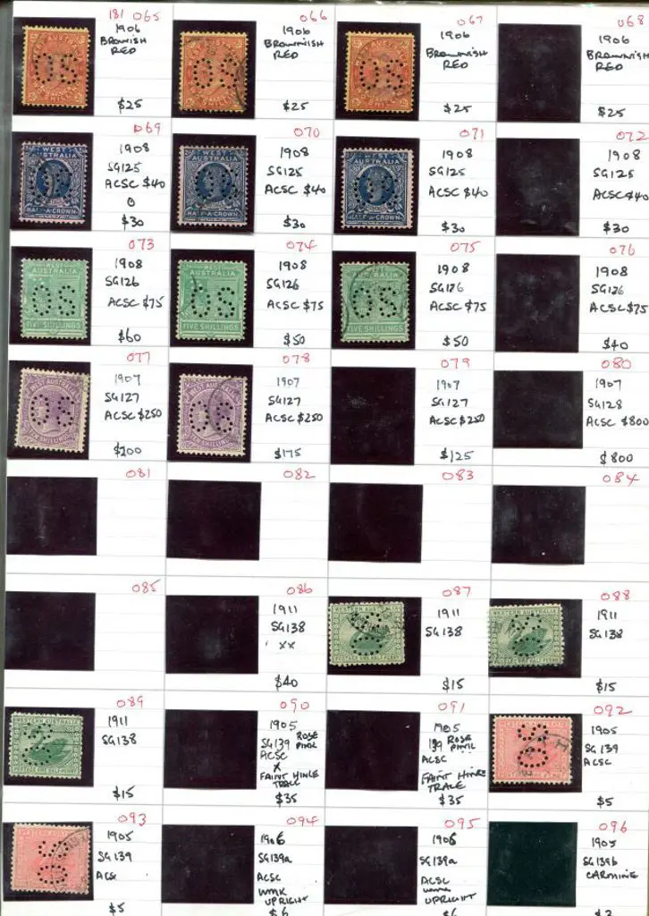 Perfins Used "WA" & "OS" retired dealers stock ... Image 1++