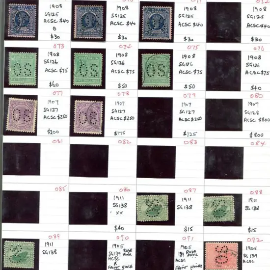 Perfins Used "WA" & "OS" retired dealers stock ...