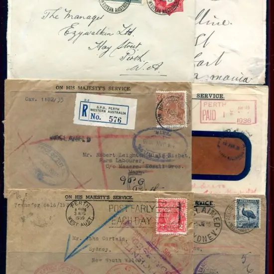 Postal History 1901-1957 selection of 8 covers ...