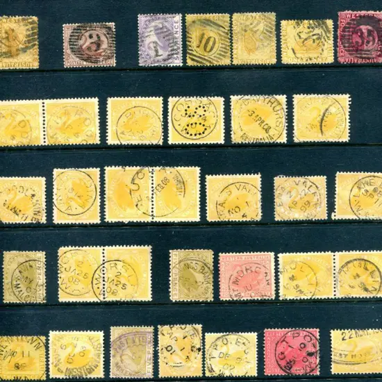Postmarks Selection of 30 different all on swans ...