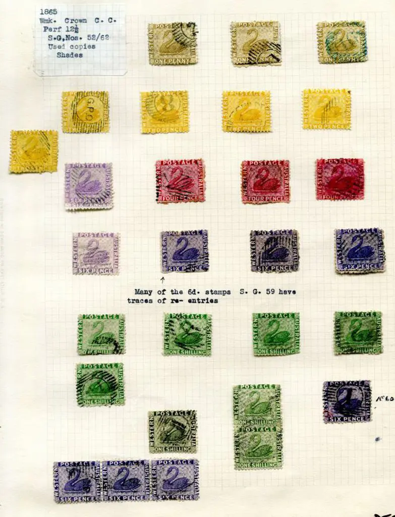 Swans 1864/69 Crown CC wmk, Perf. 12½ range incl ... Image 1++