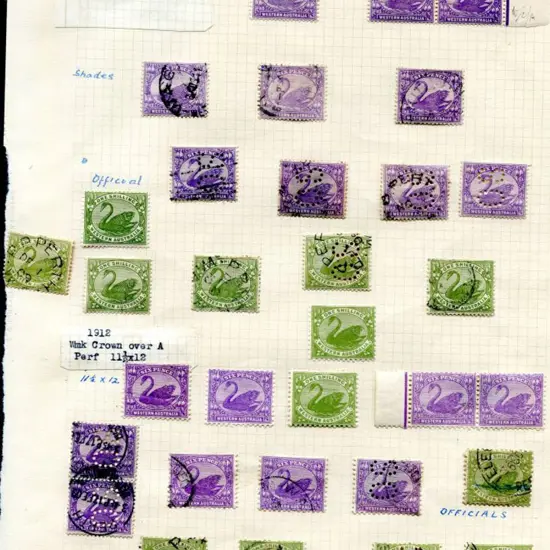 Swans 1899/1901 W Crown A wmk, perf. 14 selection ...