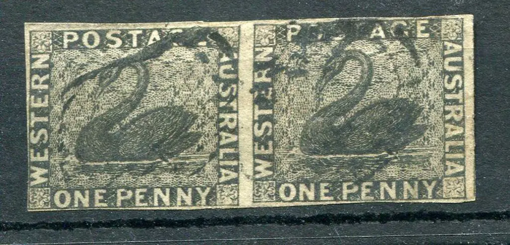 1854 1d black horiz pair fine used with void grid ... Image 1++