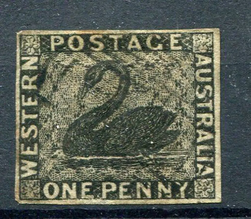 1854 1d black with clear margins & F/U by light ... Image 1++