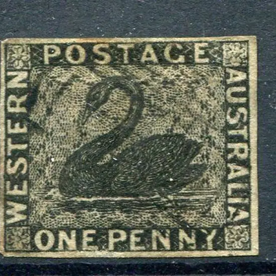 1854 1d black with clear margins & F/U by light ...