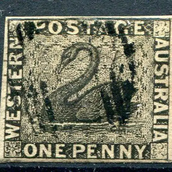 1854 1d black with 4 clear even margins. Used with ...