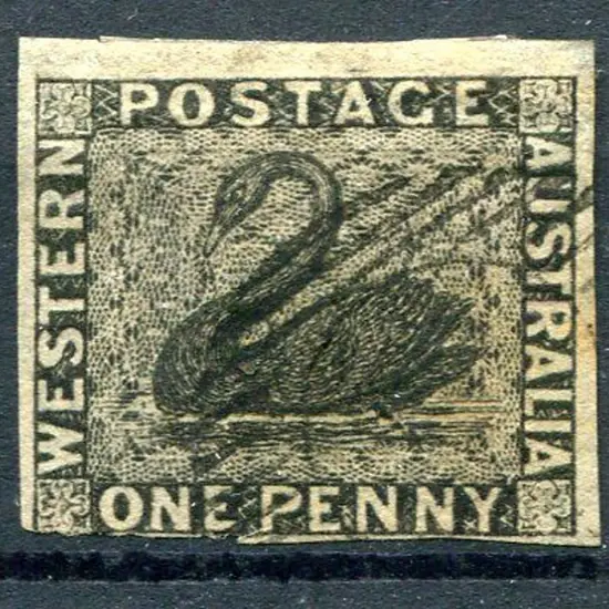 1854 1d black with 3 large margins, just touching ...
