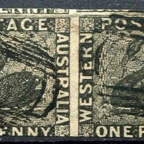 1854 1d black imperf horiz pair with full margins ...