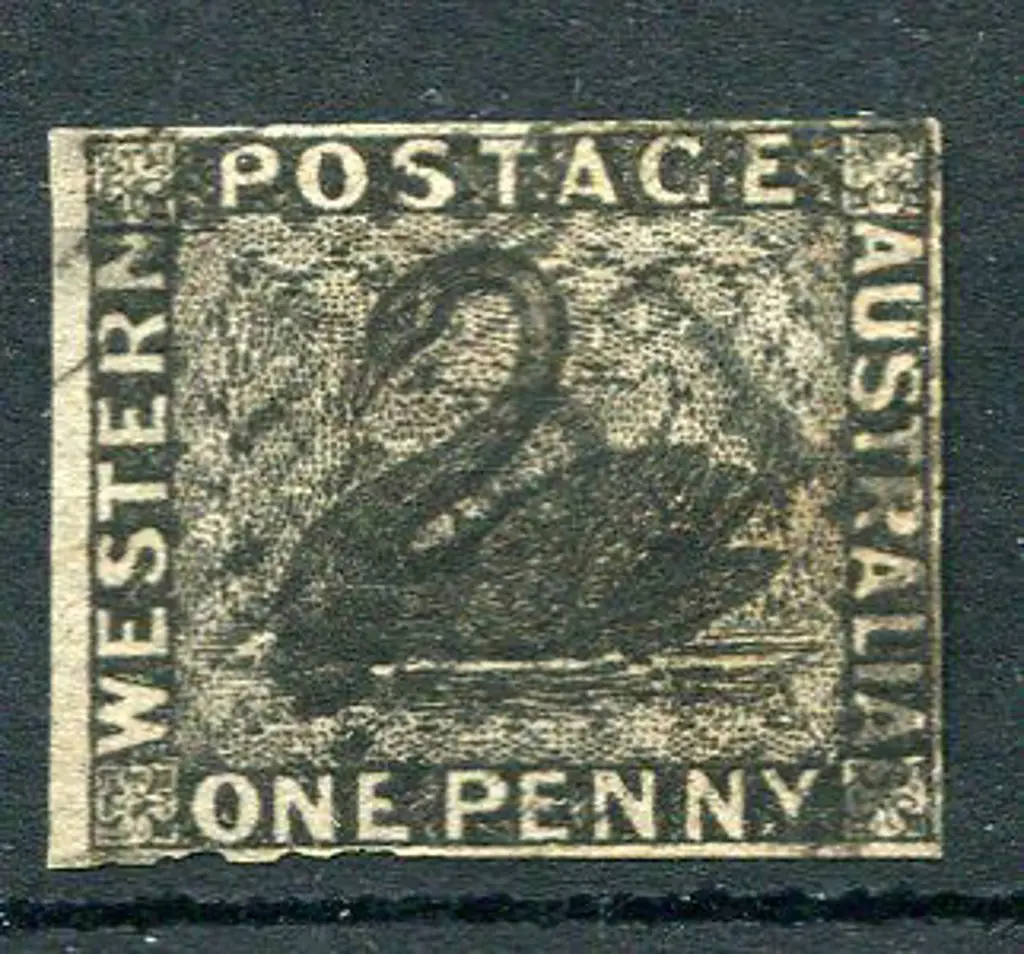 1854 1d black with broad margin at left, others ... Image 1++