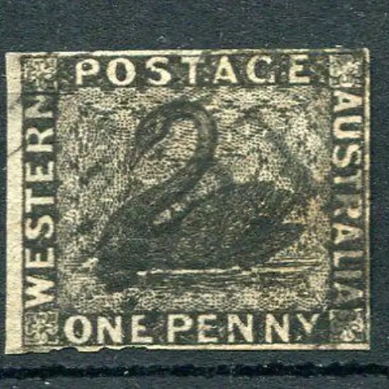 1854 1d black with broad margin at left, others ...