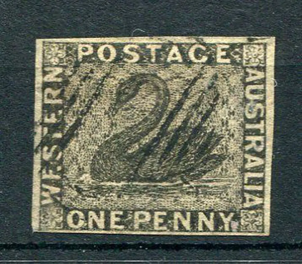 1854 1d black with 4 close to clear even margins. ... Image 1++