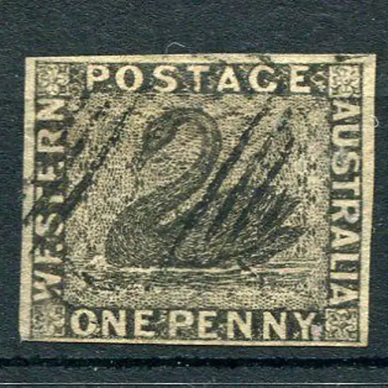 1854 1d black with 4 close to clear even margins. ...
