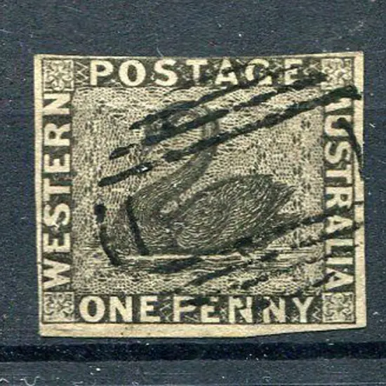 1854 1d black with 4 margins, close in places & ...