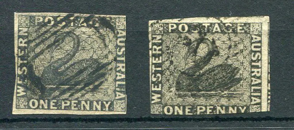 1854 1d black x 2 examples with margins ranging ... Image 1++