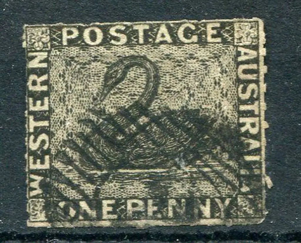 1854 1d black imperf rouletted with close but ... Image 1++