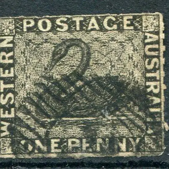 1854 1d black imperf rouletted with close but ...