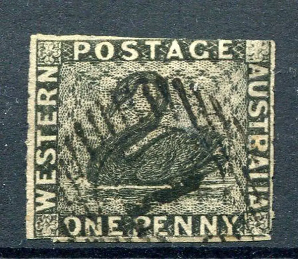 1854 1d black with three sides rouletted & top ... Image 1++