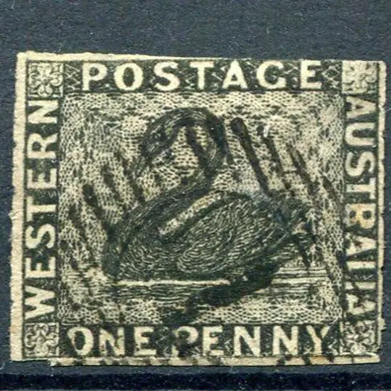 1854 1d black with three sides rouletted & top ...