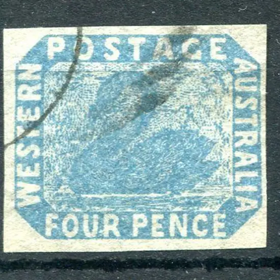 1854 4d pale blue swan with 4 clear even large ...