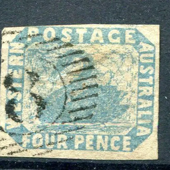 1854 4d pale blue with large to just touching top ...