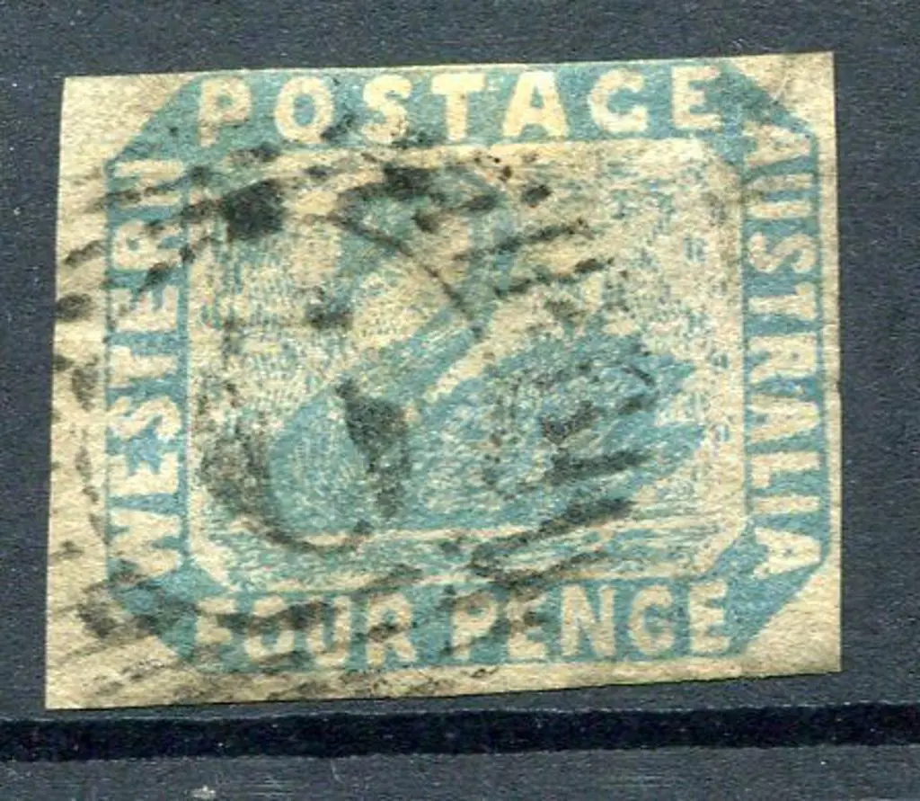 1854 4d pale blue with large to just touching ... Image 1++