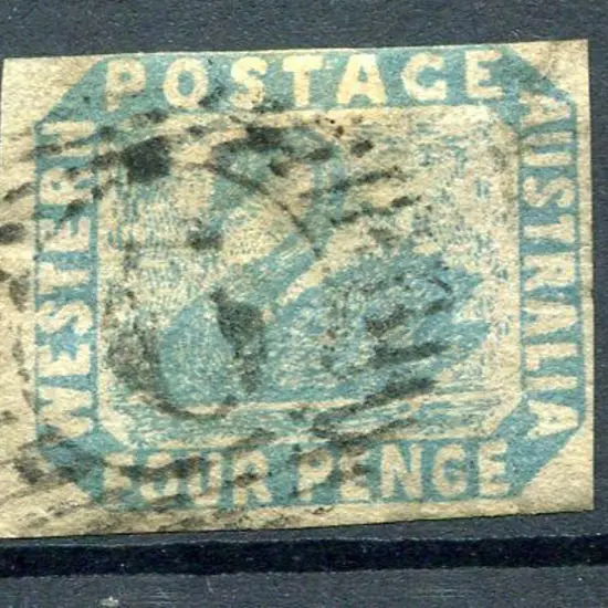 1854 4d pale blue with large to just touching ...
