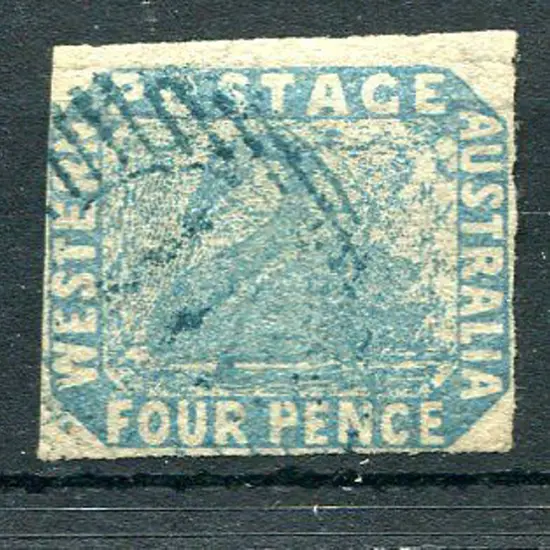 1854 4d pale blue with 4 close to broad margins. ...