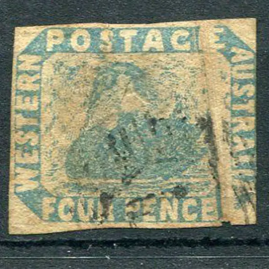 1854 4d pale blue with pre-printing paper crease ...