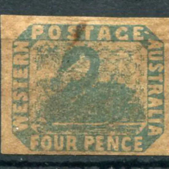 1854 4d pale blue swan. Gummed locally with ...