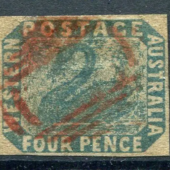 1854 4d blue with 4 clear even margins. F/U with a ...