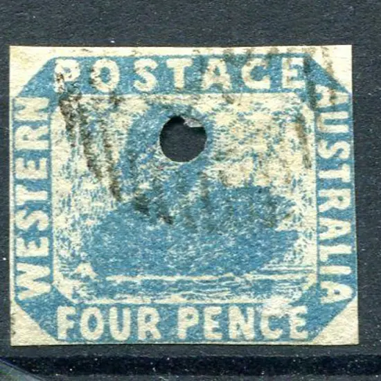1854 4d blue with small commissariat puncture. ...
