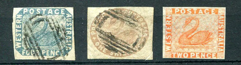 1854 4d blue with 4 clear margins but 1cm closed ... Image 1++
