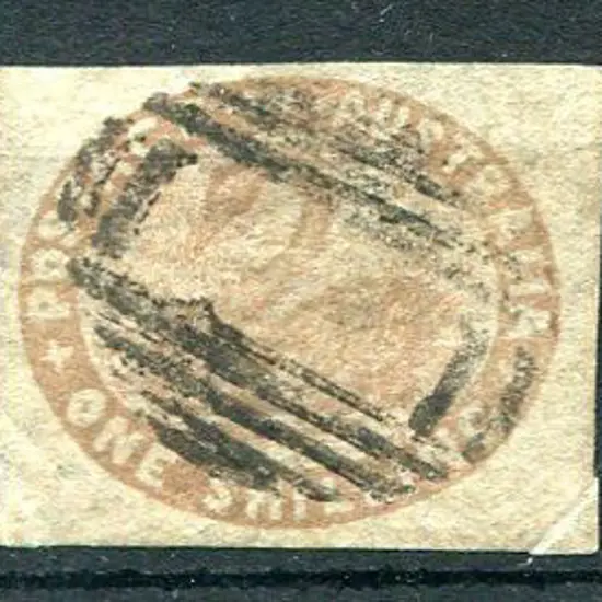1854 4d blue with 4 clear margins but 1cm closed ...