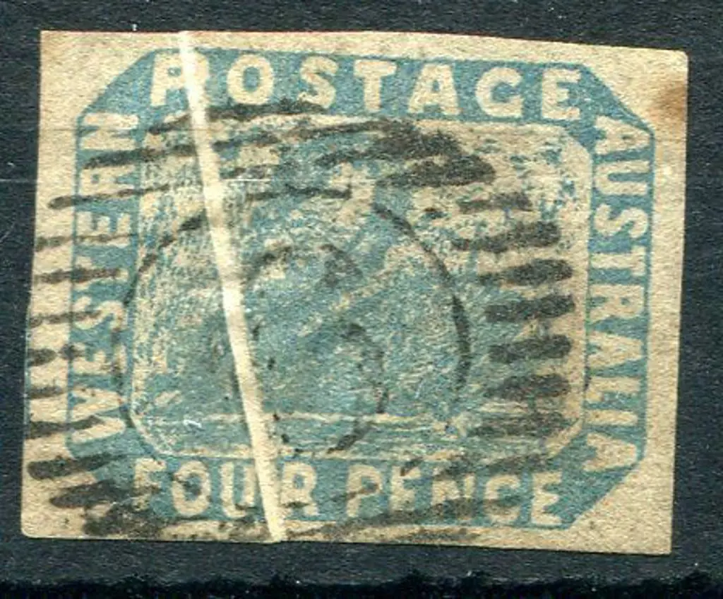 1854 4d blue with vertical pre-printing paper fold ... Image 1++