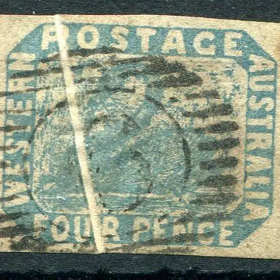 1854 4d blue with vertical pre-printing paper fold ...