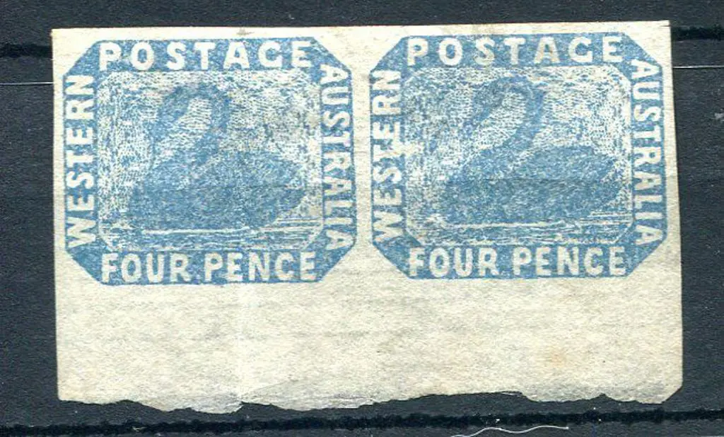 1854 4d blue position 237 & 238 horiz pair from ... Image 1++