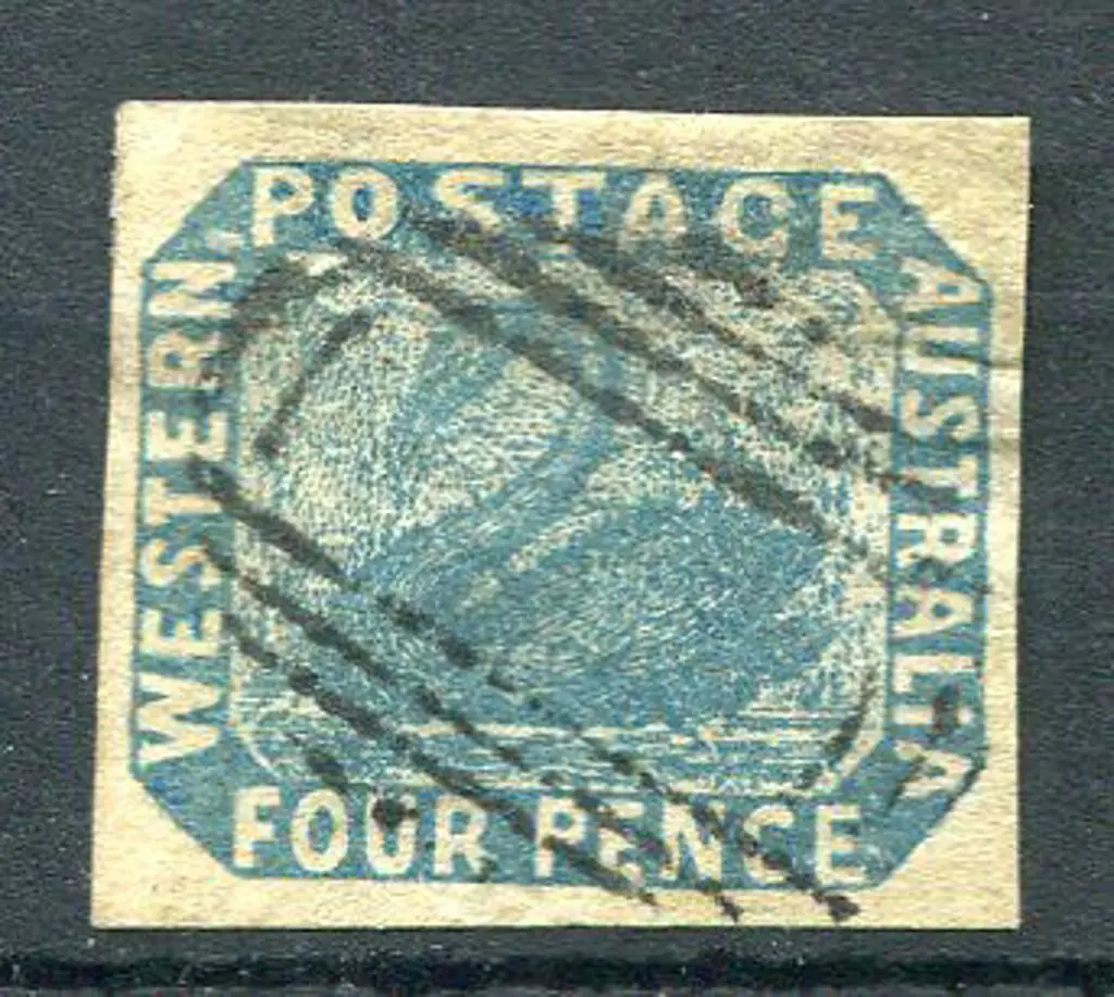 1854 4d deep dull blue with 4 very fine margins. ... Image 1++