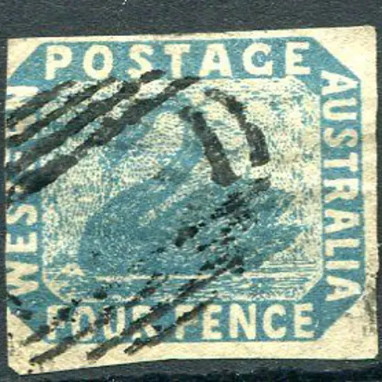 1854 4d deep dull blue with 3 clear margins & the ...