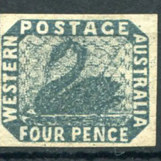 1854 4d slate-blue. Mint without gum. Close margin ...