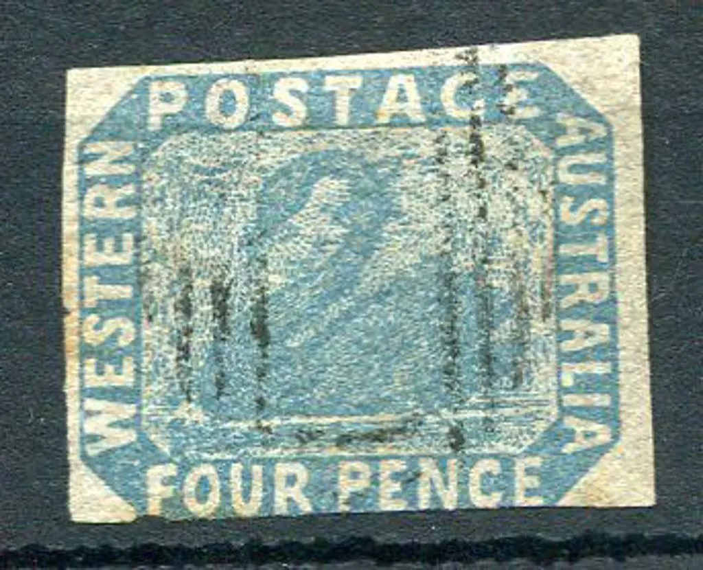 1854 4d blue, with 3 large margins, just touching ... Image 1++