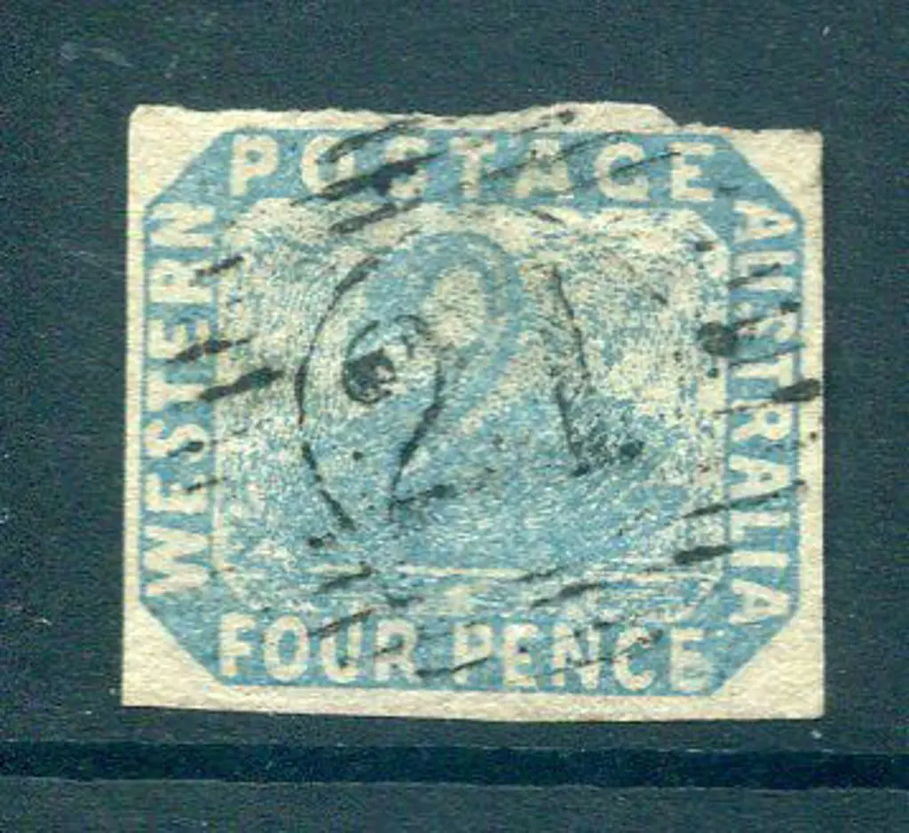 1854 4d pale blue with 4 clear margins & fine used ... Image 1++