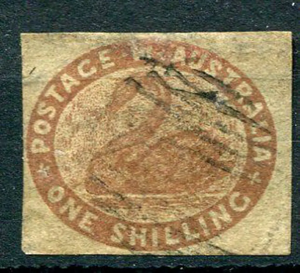 1854 1/- deep red-brown with 4 clear margins but ... Image 1++
