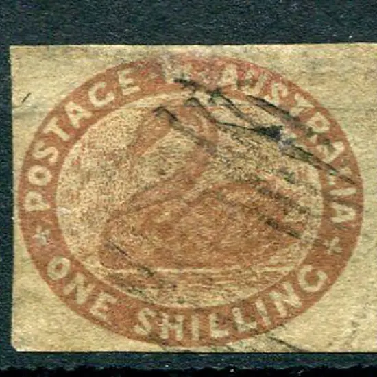 1854 1/- deep red-brown with 4 clear margins but ...