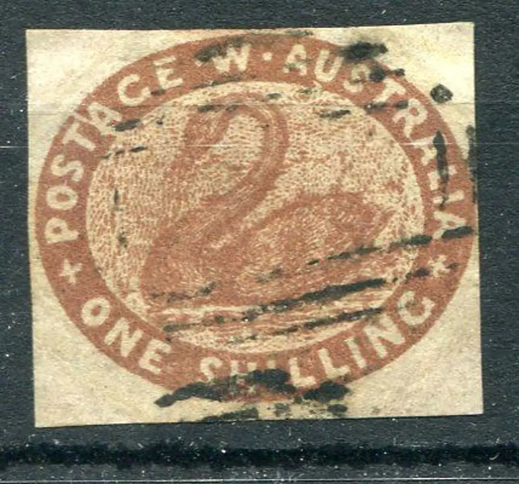 1854 1/- deep red-brown with wide margin at base & ... Image 1++