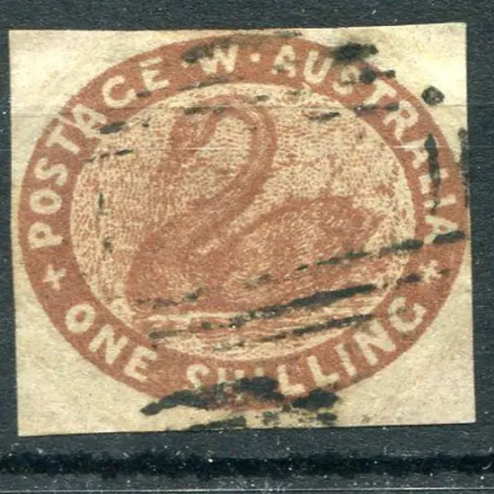 1854 1/- deep red-brown with wide margin at base & ...