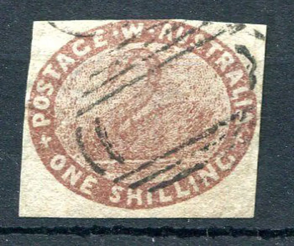 1854 1/- deep red-brown with clear even margins ... Image 1++
