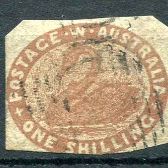 1854 1/- deep red-brown with 3 margins just ...