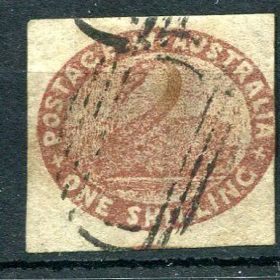 1854 1/- deep red-brown with large to huge margins ...